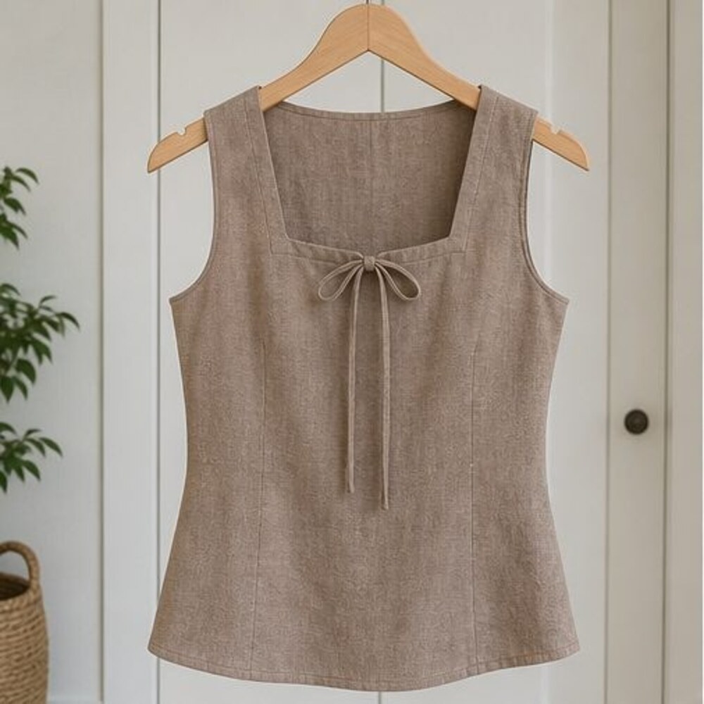 Cream Tie Neck Blouse